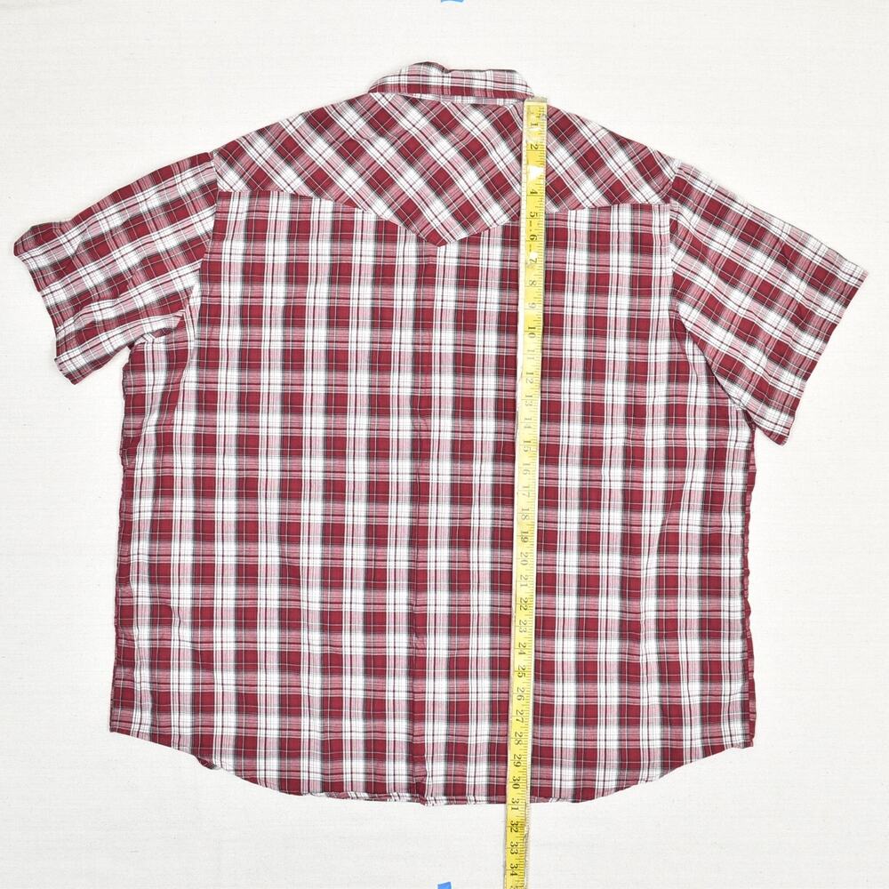 Wrangler Western Men's Shirt Plaid Cotton Blend Red Size 2XL Pearl Snap - Picture 5 of 8
